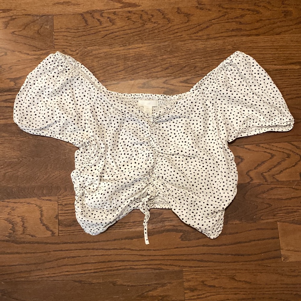 3 for 20 $ - H&M - crop cheeta/dots top - white and black - size L